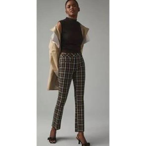 Anthropologie Pants - Tartan Plaid Slim Ankle Trousers Anthropologie Black Women's Size 12 Large